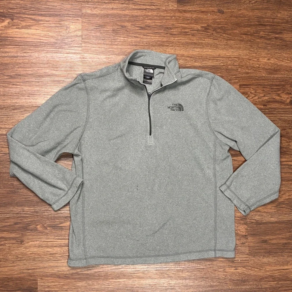 The North Face Mens L Gray 1/4 Zip Fleece Pullover Hiking Outdoor TNF